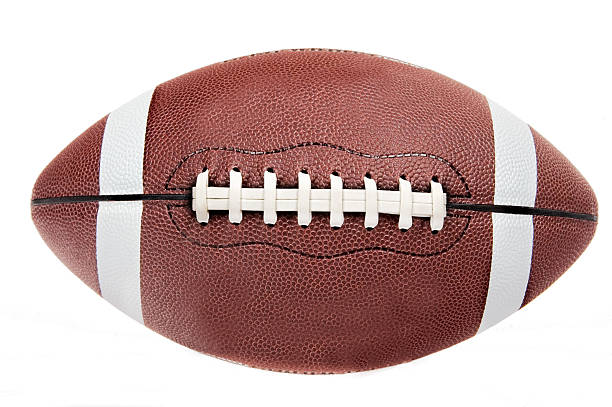 American football ball on white background stock photo