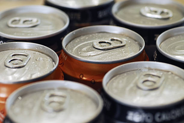 Refreshing cans of soda (landscape) stock photo