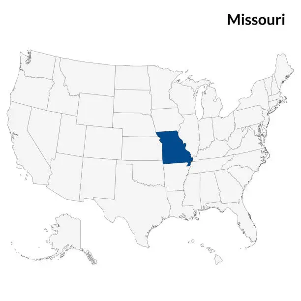 Vector illustration of Map of Missouri. Missouri map. USA map