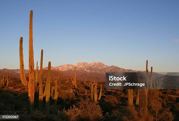 Photo libre de droit de Coucher De Soleil Dans La Four Peaks Naturepaysage Du Désert De Larizona banque d'images et plus d'images libres de droit de Quatre objets