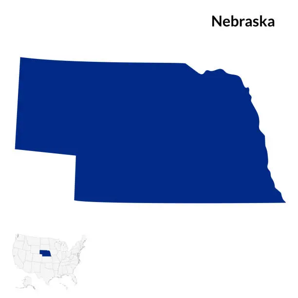 Vector illustration of Map of Nebraska. Nebraska map. USA map