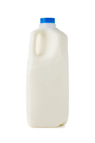 A jug of milk on white with clipping path.