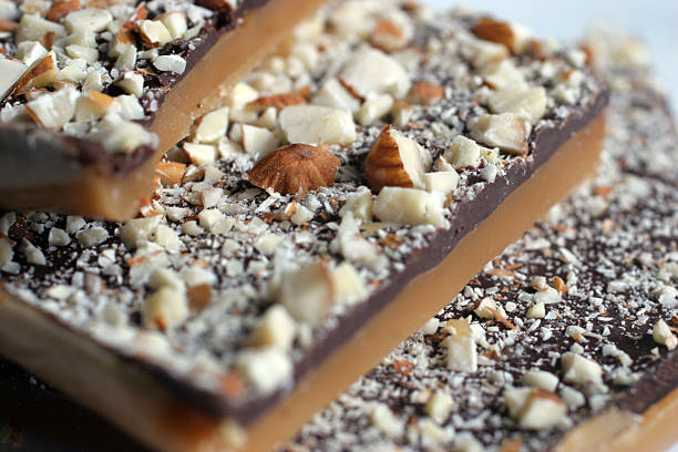 Chocolate Almond Toffee stock photo
