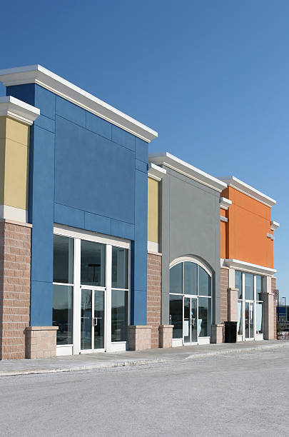 istock Small Colorful Strip Mall Stores 172203815