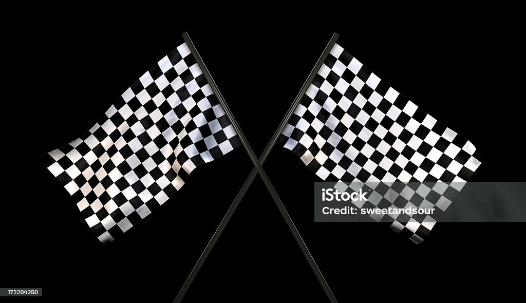 Linia mety Checkered flag Cliping (z ścieżek - Zbiór zdjęć royalty-free (Flaga w szachownicę)