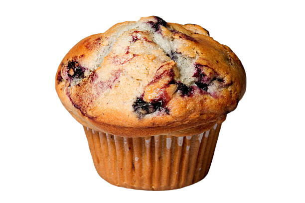 Blueberry Muffins blueberry muffin on white background muffin stock pictures, royalty-free photos & images