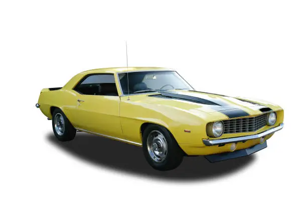 1969 Chevrolet Camaro Z/28. Includes clipping paths for car, for window opacity, for shadow darkening opacity.