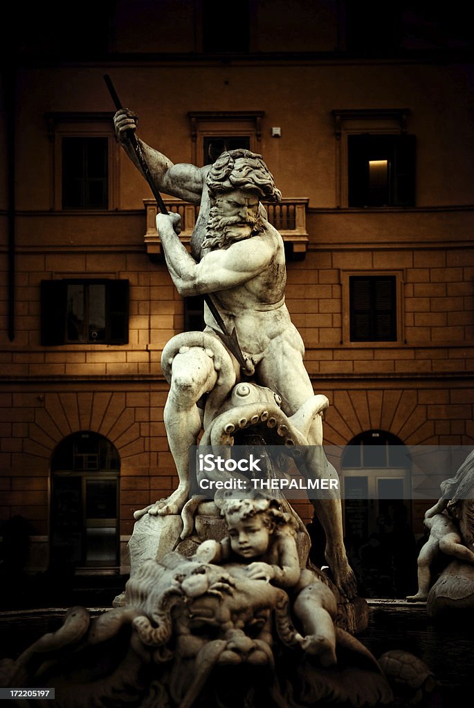 Dettaglio della Fontana del Nettuno-Roma - Foto stock royalty-free di Angelo