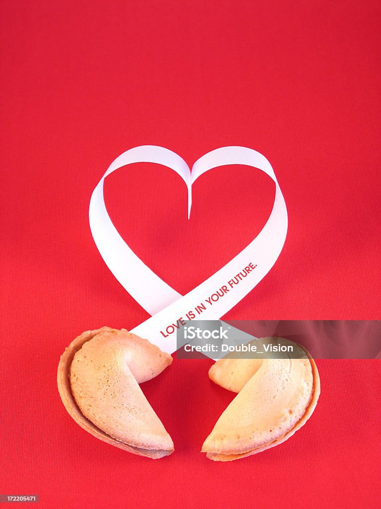 Fortune von Liebe: Herzförmiges Valentinstag Nachricht von Fortune Cookie - Lizenzfrei Glückskeks Stock-Foto