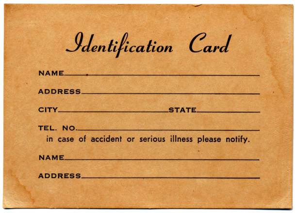 Vintage Identification Card stock photo