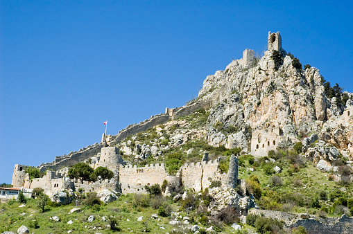 St Hilarion Castle on top of a mountain that overlooks Kyrenia