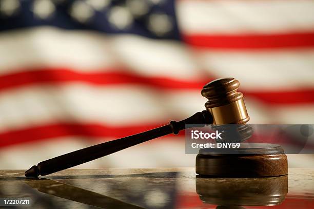 Gavel Flag Stock Photo - Download Image Now - American Flag, Law, Gavel