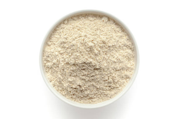 istock Bowl of organic Multi-Grain Flour isolated on a white background. 1722073365
