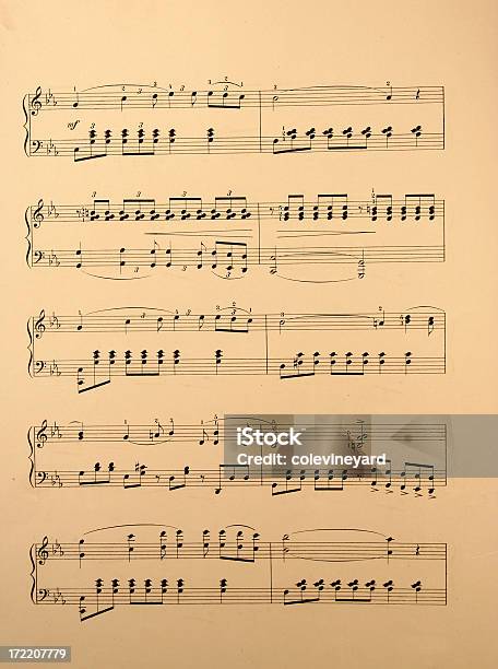 Antique Sheet Music Stock Photo - Download Image Now - Sheet Music, Old-fashioned, Antique