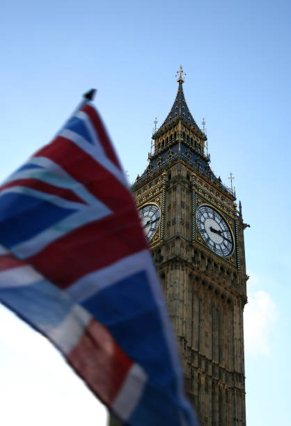 istock Big Ben with Union Jack Flag blowing in the wind 172207828