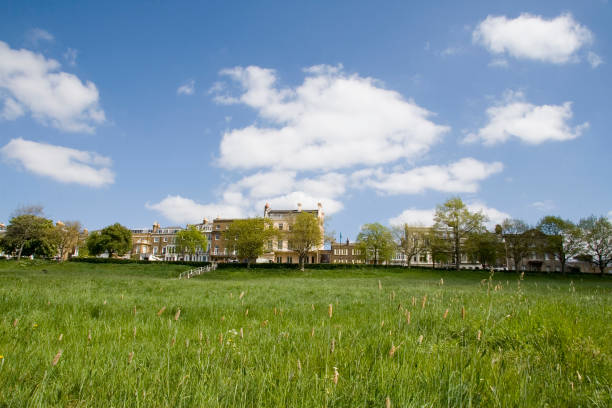 A view looking up Richmond Hill to the Georgian houses at the top.