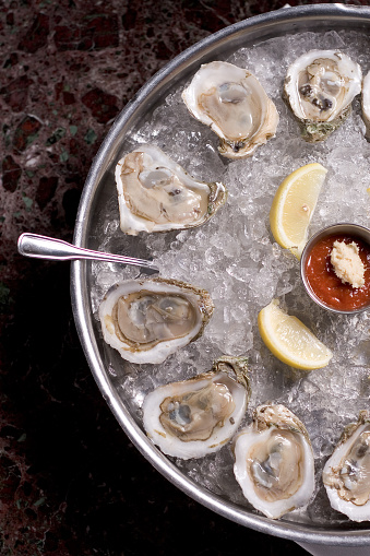 A plate of fresh oysters