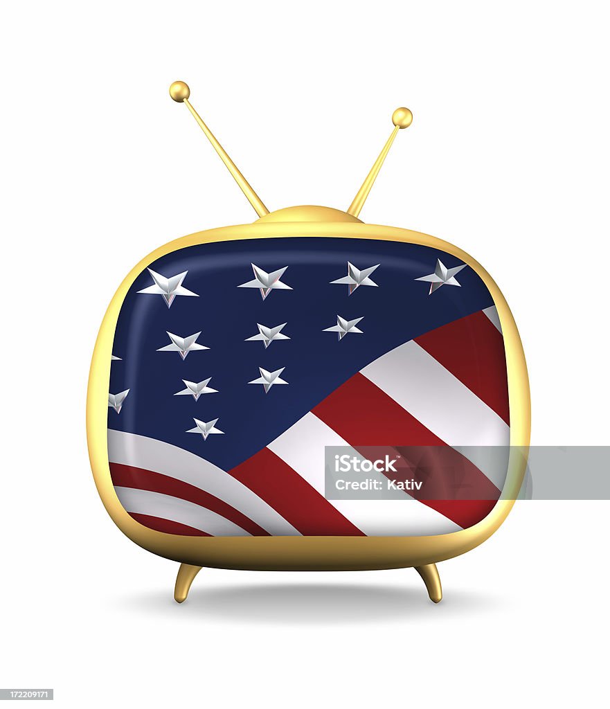 Bandeira dos EUA na tela de TV - Foto de stock de 4 de Julho royalty-free