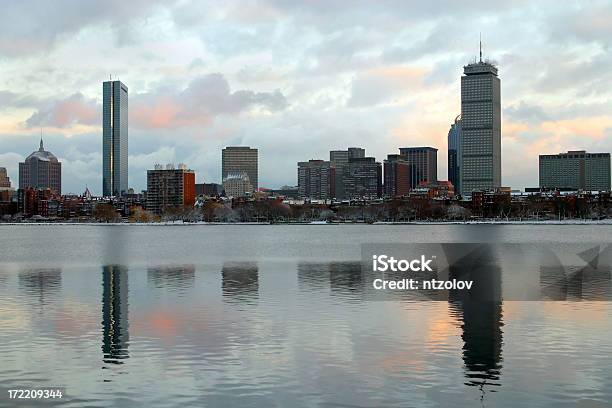 Snowy Sunset In Boston Stock Photo - Download Image Now - Architecture, Back Bay - Boston, Boston - Massachusetts