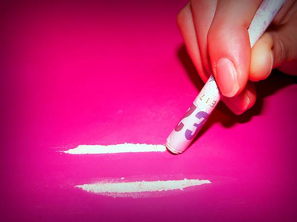 ADDICTIONS 01 Lines of Cocaine (or crushed headache tablets in this case) cocaine stock pictures, royalty-free photos & images