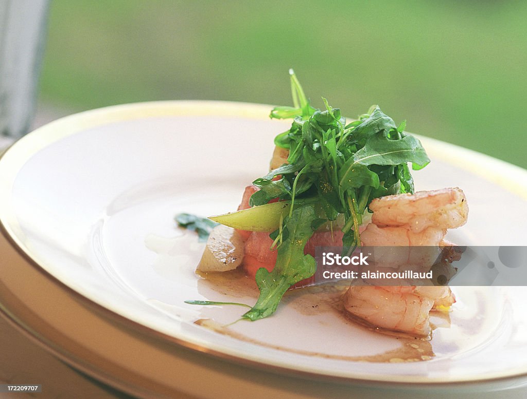 Marinado prawns e Salada de frutas frescas - Royalty-free Alimentação Saudável Foto de stock