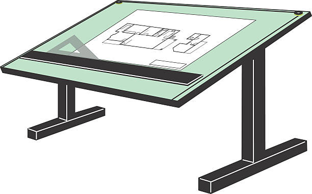 la elaboración de mesa - drafting ruler architecture blueprint fotografías e imágenes de stock