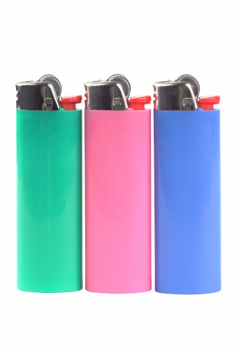 Three lighters isolated on white.