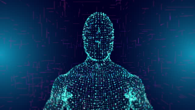 Digital AI human cyborg in futuristic technology