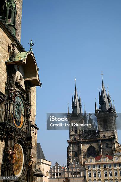 Main Landmarks In Prague Czech Republic Stock Photo - Download Image Now - Ancient, Architecture, Astrology Sign