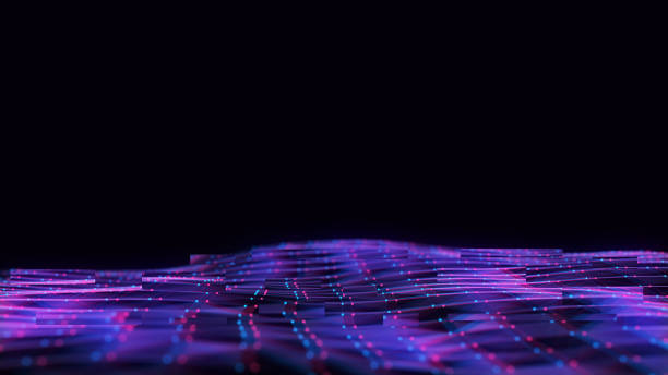 istock Colors wave with motion dots and lines. Abstract digital glitch background. Concept connection big data. Futuristic technology backdrop. 3D rendering. 1722116254