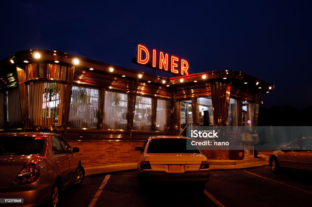diner-at night "Camden, NJElgin diner Est. 1958. Interiors of diners are shown throughout my port.Similar diner imagery." Diner Stock Photo