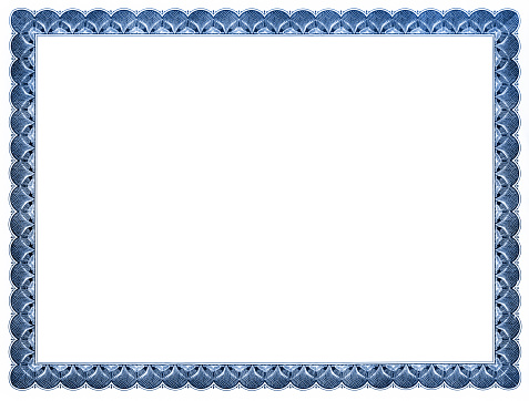 Blank certificate with blue frame.