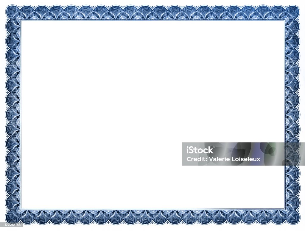 Blank Certificate (blue) Blank certificate with blue frame. Certificate Stock Photo