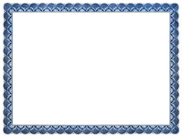 Blank Certificate (blue) Blank certificate with blue frame. certificate stock pictures, royalty-free photos & images