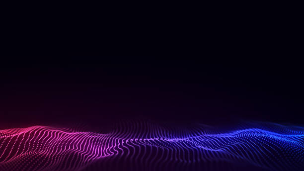 istock Colors wave with motion dots and lines. Abstract digital background. Concept connection big data. Futuristic technology backdrop. 3D rendering. 1722122729