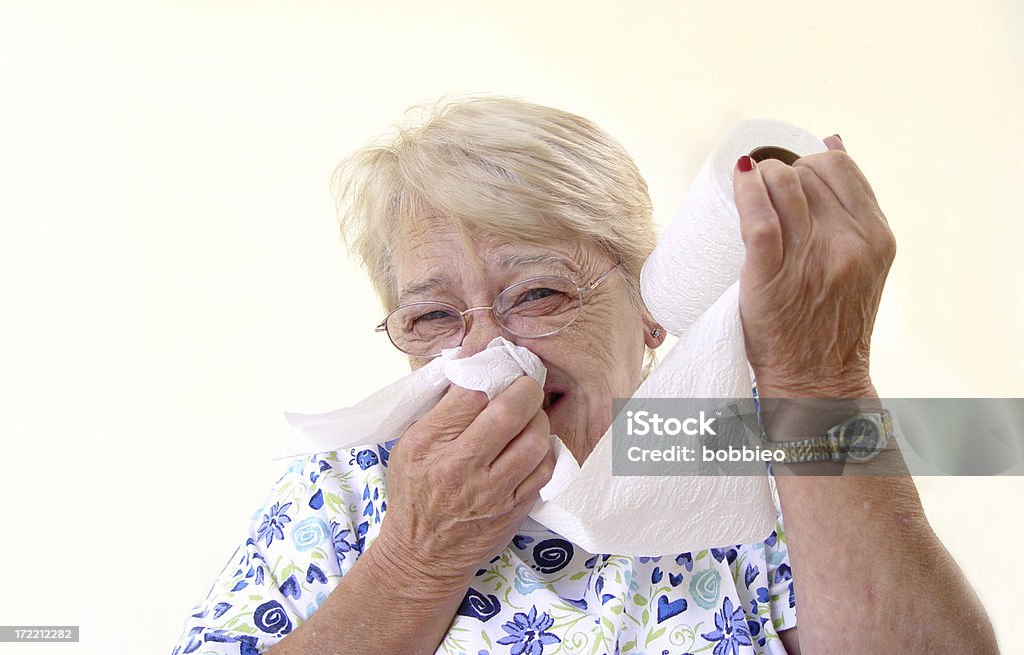 Sênior-resfriado e gripe temporada - Foto de stock de 70 anos royalty-free