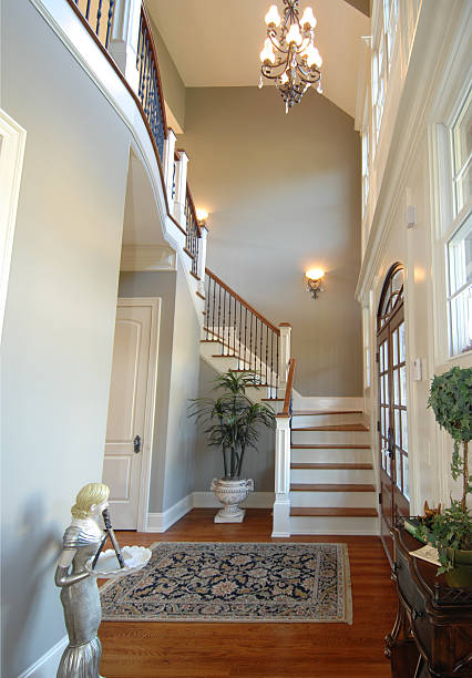 Two Story Foyer Beautiful 2-Story Foyer in luxury home. nook architecture photos stock pictures, royalty-free photos & images