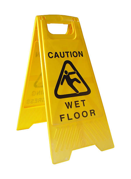 istock Yellow caution wet floor sign on a white backdrop 172212844