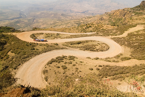 Blue Nile Gorge in Ethiopia with a winding road.http://lingbeek.com/lb/ADD.jpg