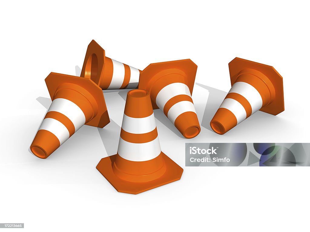 Five traffic-cones.  Boundary Stock Photo