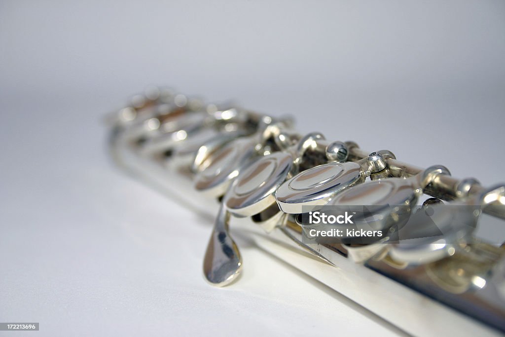 Silver transverso Flauta - Foto de stock de Antigo royalty-free