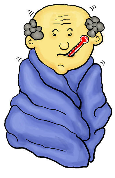 Flu Symptoms Fever and Chills Illustration (1 of 5  Series) stock photo