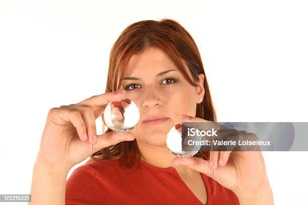 Mujer Y Dos Campos Foto de stock y más banco de imágenes de Agarrar - Agarrar, Esfera, Cristal - Material