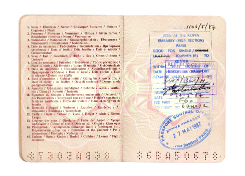 Kenyan visa on a french passport.