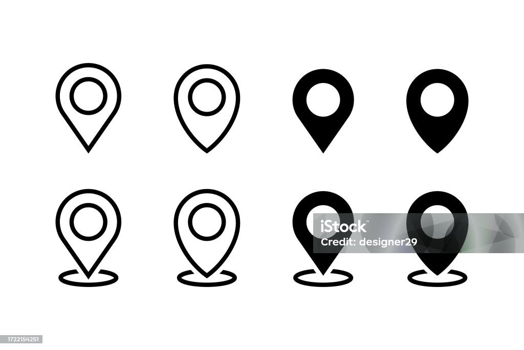 Ubicación y mapa Pin Icon Set Vector Design. - arte vectorial de Icono de pin de mapa libre de derechos Ubicación y mapa Pin Icon Set Vector Design. - arte vectorial de Icono de pin de mapa libre de derechos