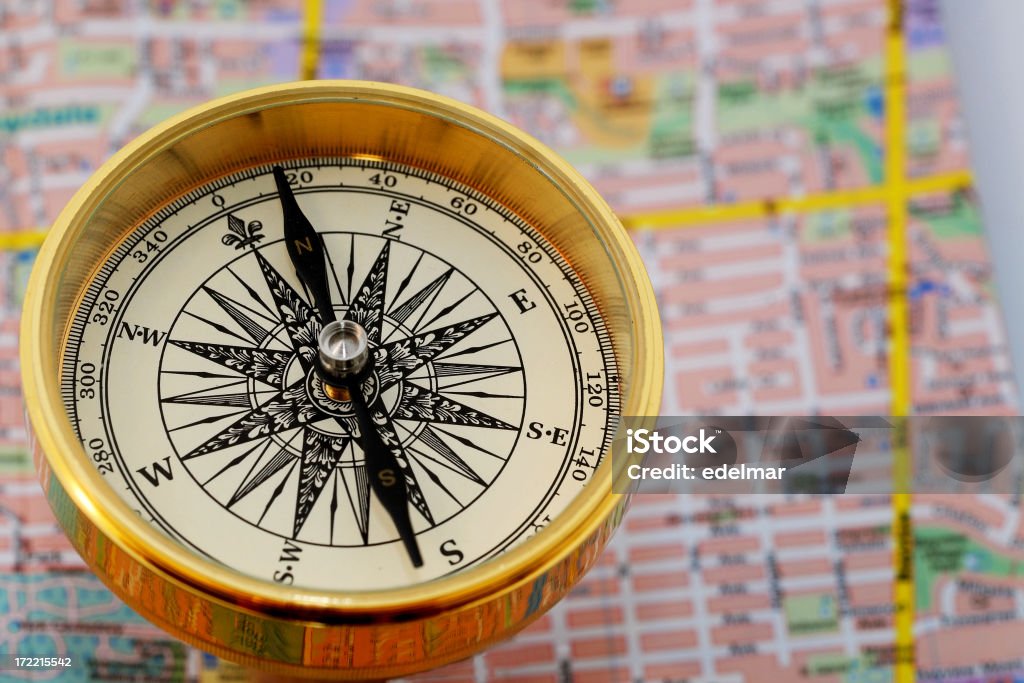 Map Compass Picture Compass And Map Stock Photo - Download Image Now - Adventure, Azimuth ...