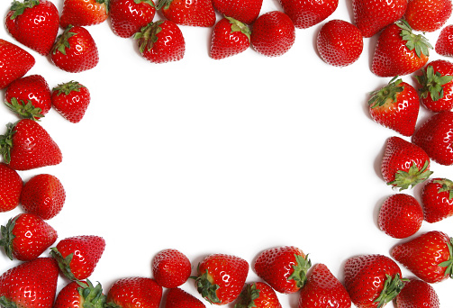 A frame of fresh oraganic strawberries.