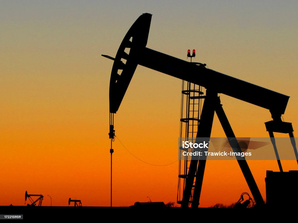 Oklahoma-Ölpumpe - Lizenzfrei Abenddämmerung Stock-Foto