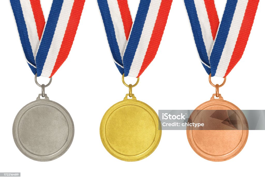 Conjunto de medallas-oro, plata y bronce - Foto de stock de Medalla libre de derechos