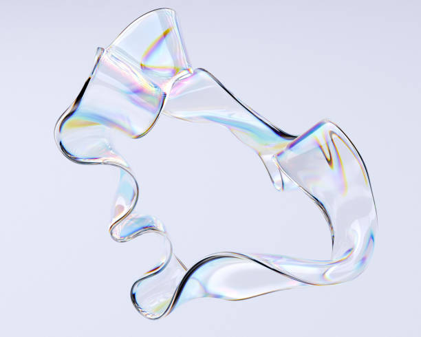 istock Colorful 3d fluid shape render  holographic gradient, geometric art poster template, dispersion effect glass 3d rendering 1722164973